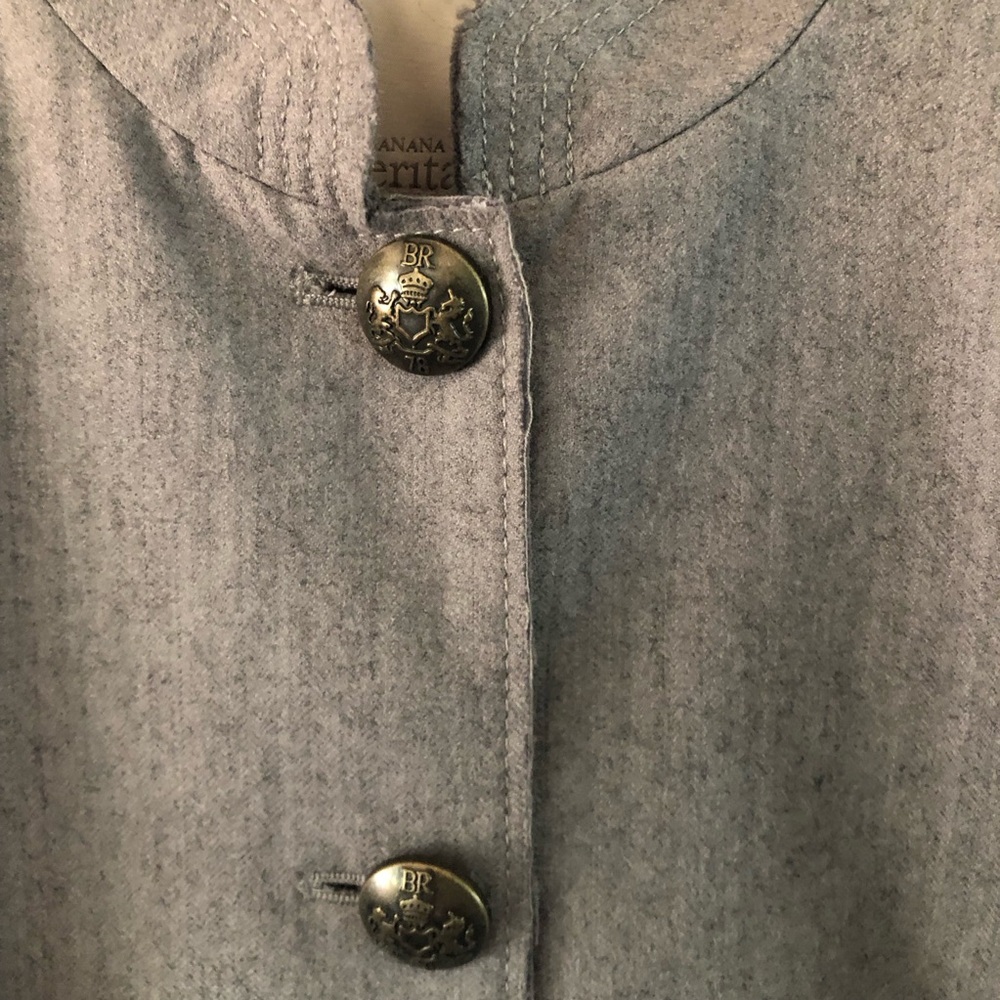 Banana Republic Peplum Military Blazer Gray Wool and Cotton Blend Women's Size 8 - Picture 6 of 16
